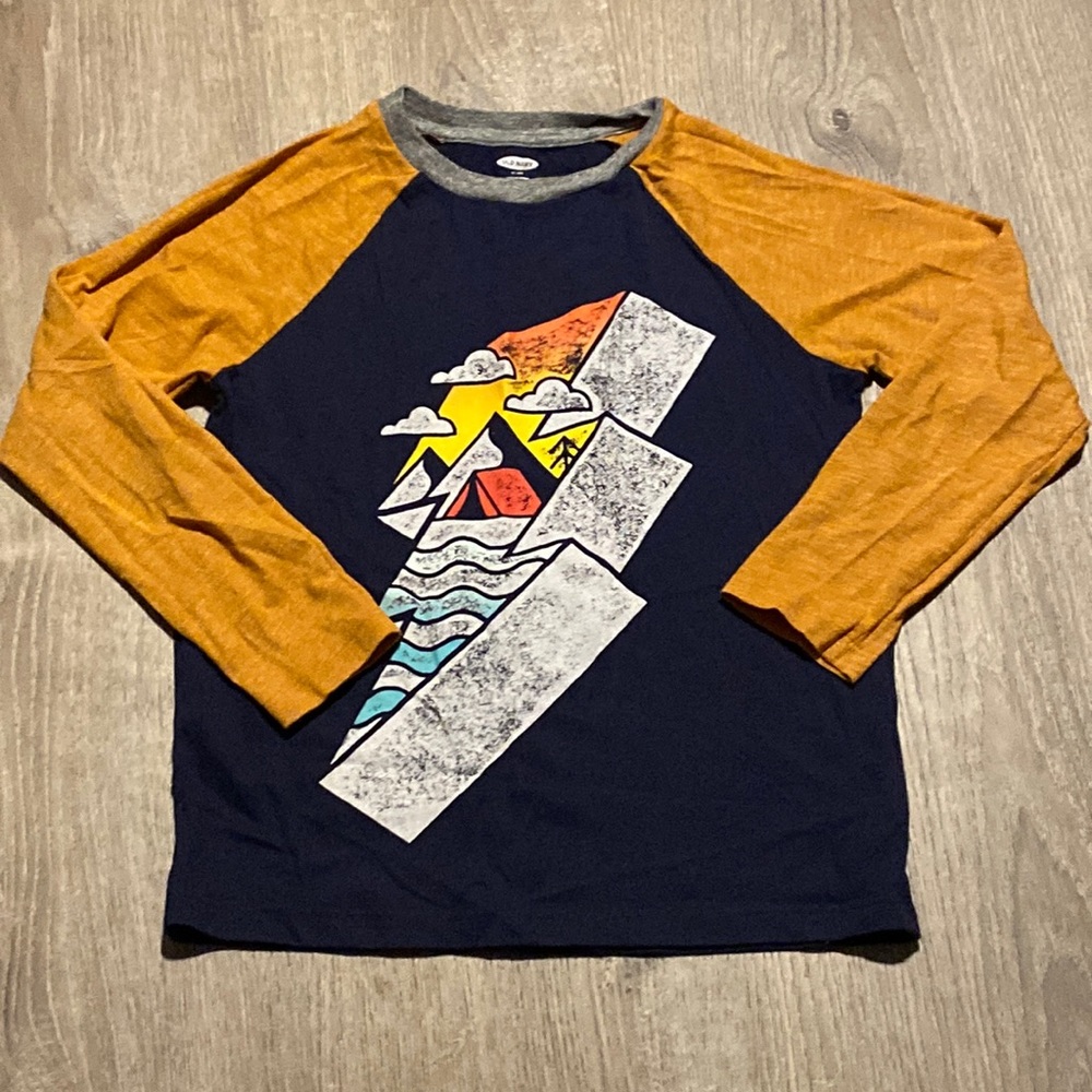 Boys longsleeve shirt navy/mustard M8